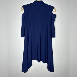 Clara Sun Woo Blue Mock Neck Open Shoulder 1/2 Sleeve Knit  Tunic Size‎ XS (4-6)